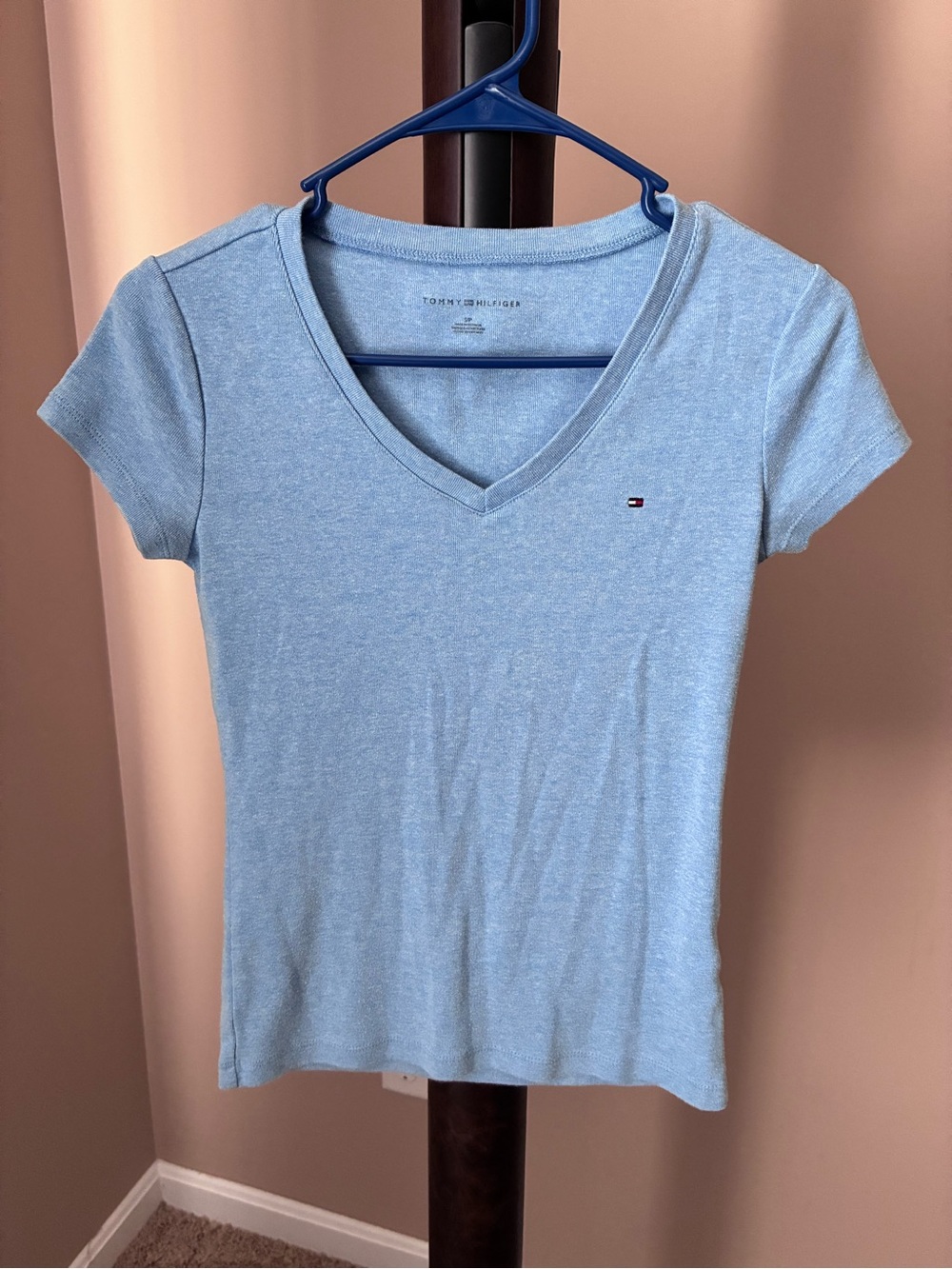 Tommy Hilfiger Light Blue V-Neck Short Sleeve Tee